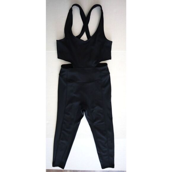 Free People Pants - FP Movement OB1449134 Women's Sz S Black Back It Up One Piece Jumpsuit